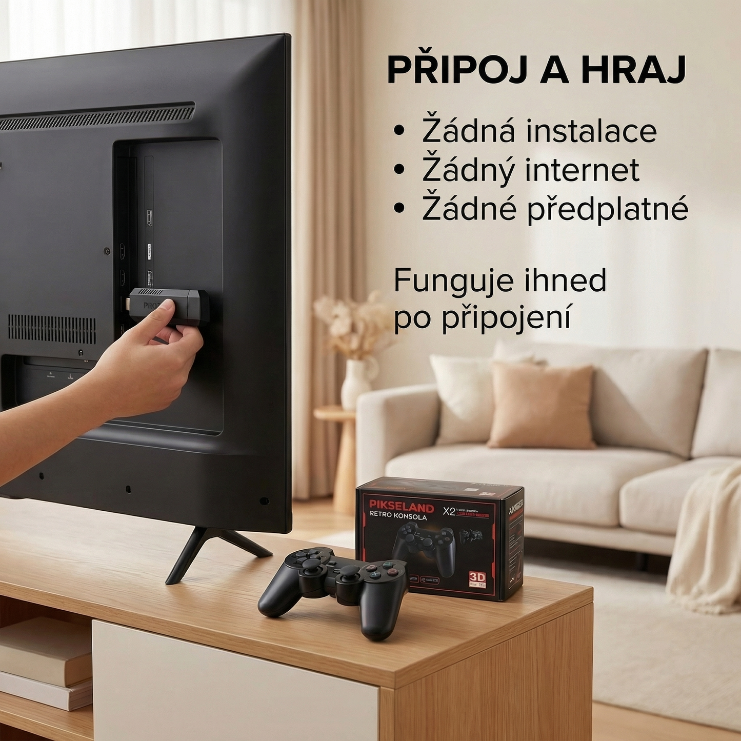 PIKSELAND™ - Konsola Retro Plug & Play + 2 Pady