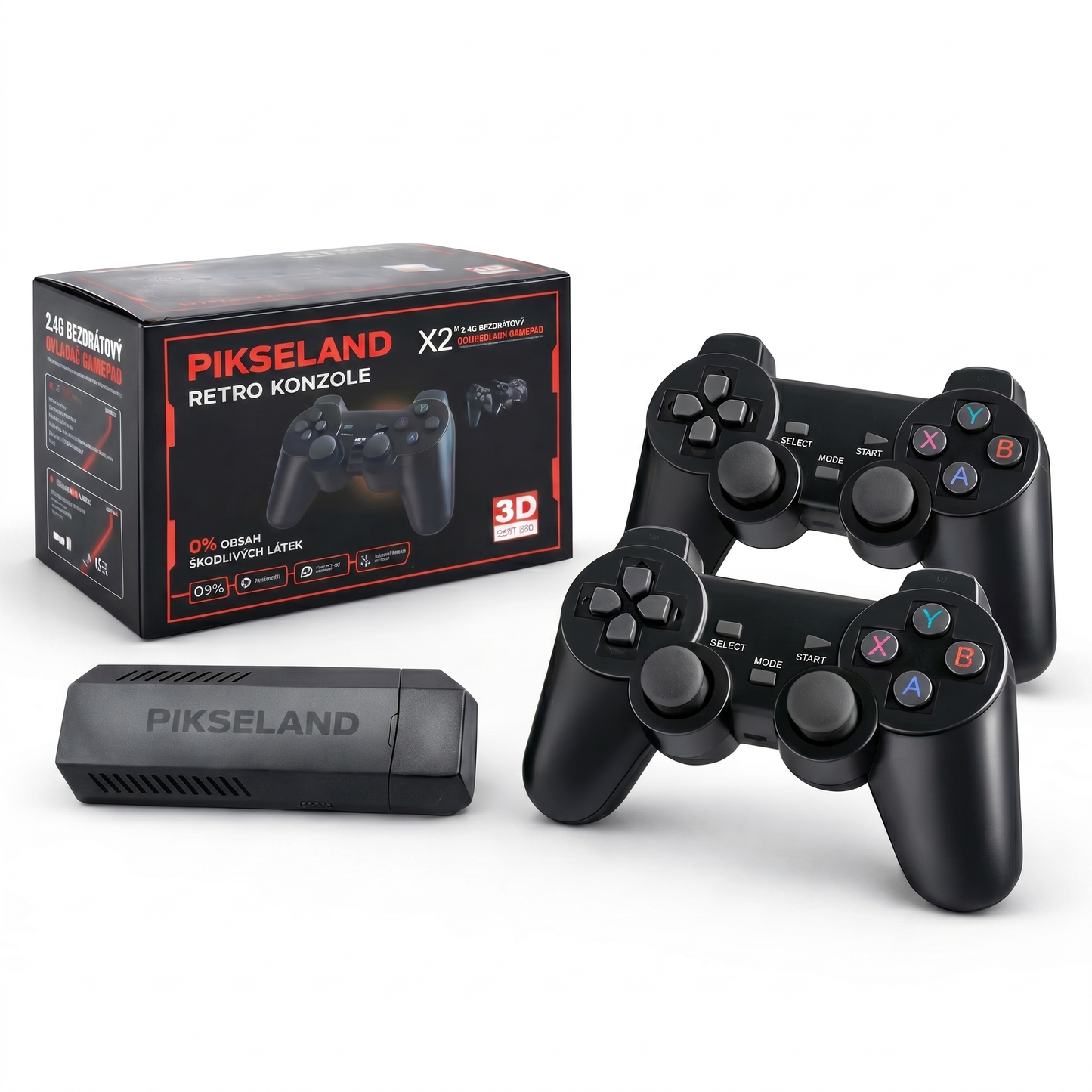 PIKSELAND™ - Konzola Retro Plug & Play + 2 Pady