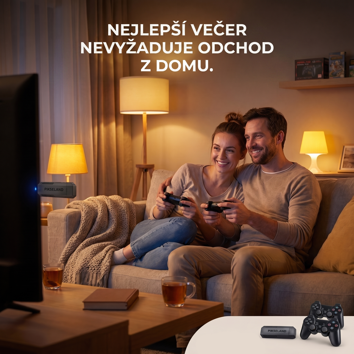 PIKSELAND™ - Konzola Retro Plug & Play + 2 Pady