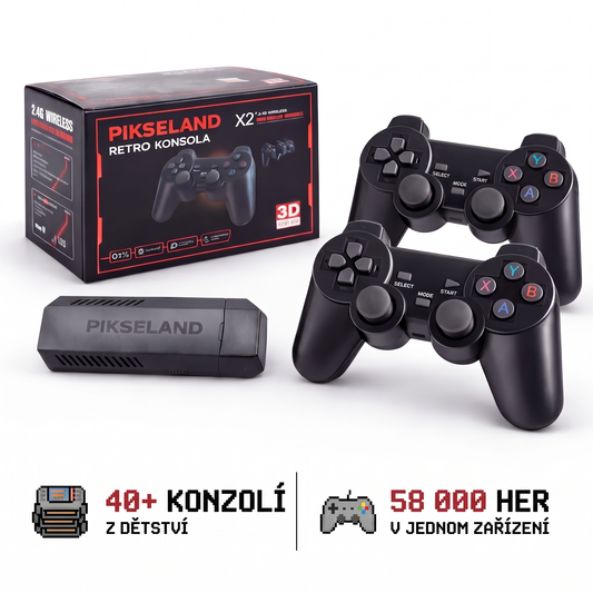 PIKSELAND™ - Konzola Retro Plug & Play + 2 Pady