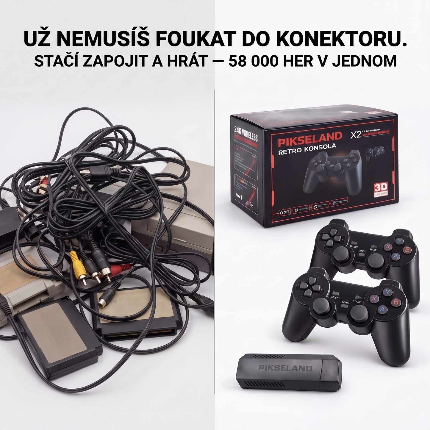 PIKSELAND™ - Konzola Retro Plug & Play + 2 Pady
